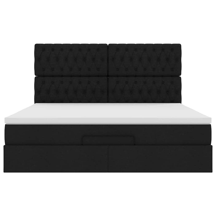 Ottoman bed met matras en LED's 180x200cm stof zwart