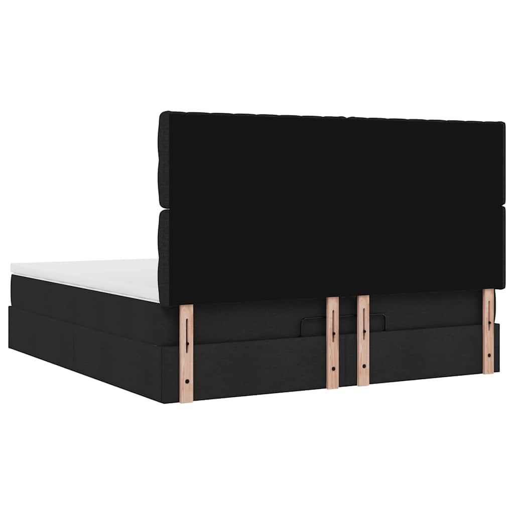 Ottoman bed met matras en LED's 180x200cm stof zwart