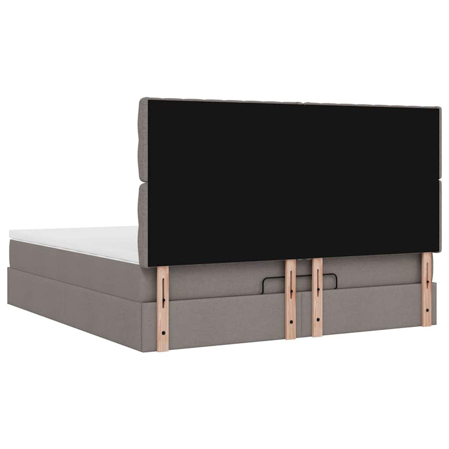 Ottoman bed met matras en LED's 180x200cm stof taupe