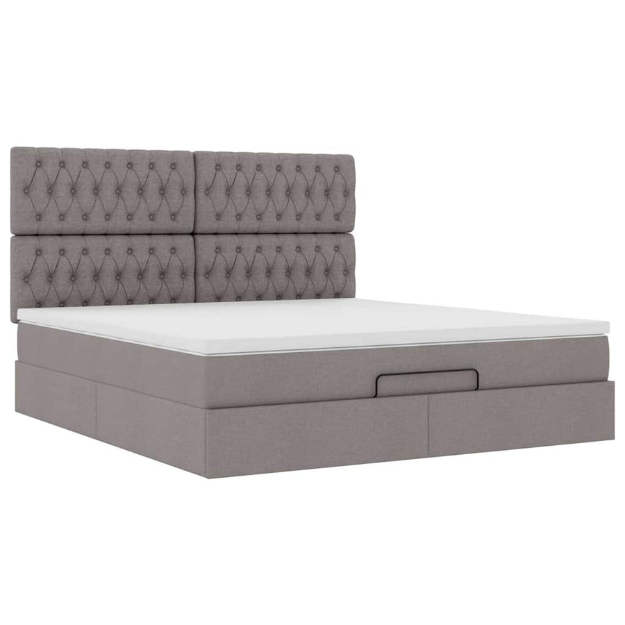 Ottoman bed met matras en LED's 180x200cm stof taupe