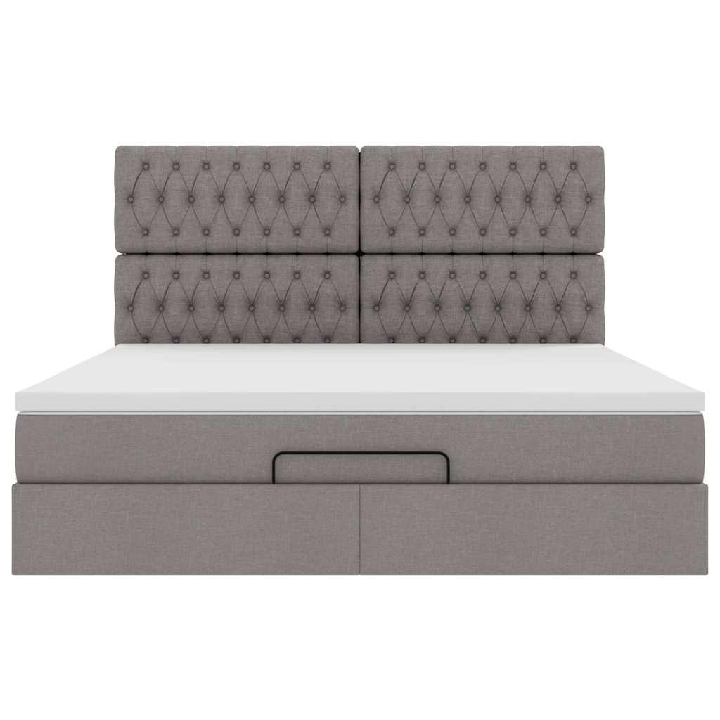 Ottoman bed met matras en LED's 180x200cm stof taupe