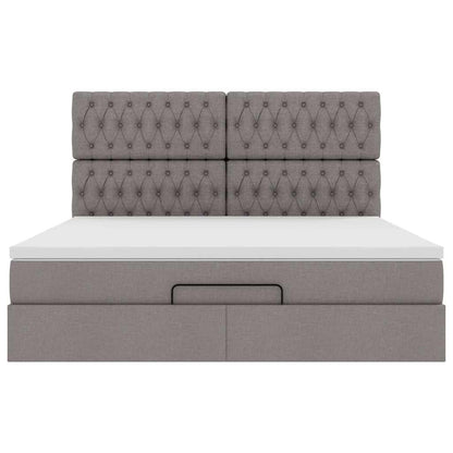 Ottoman bed met matras en LED's 180x200cm stof taupe