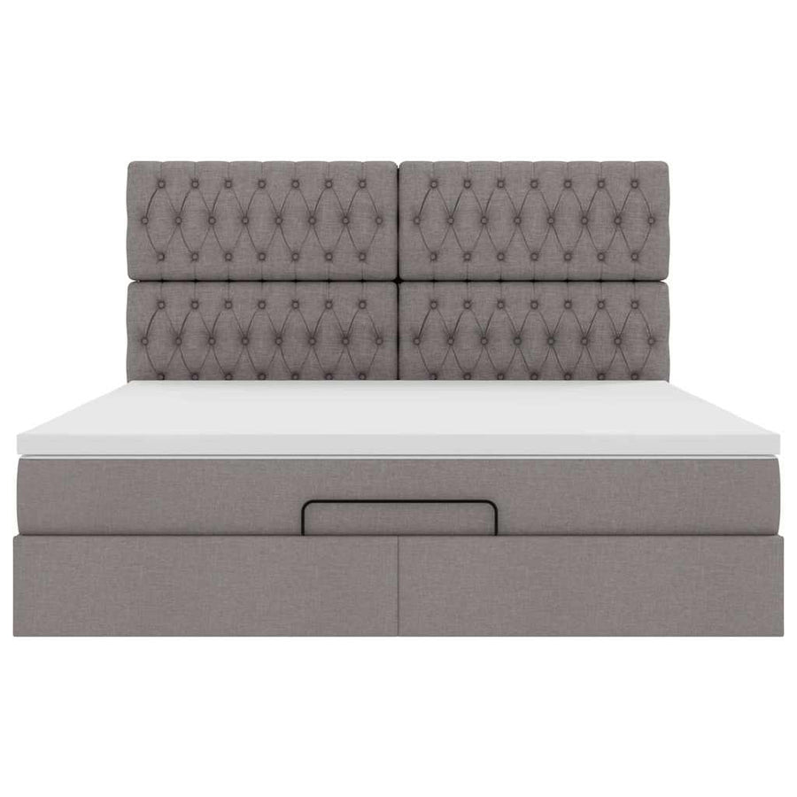 Ottoman bed met matras en LED's 180x200cm stof taupe