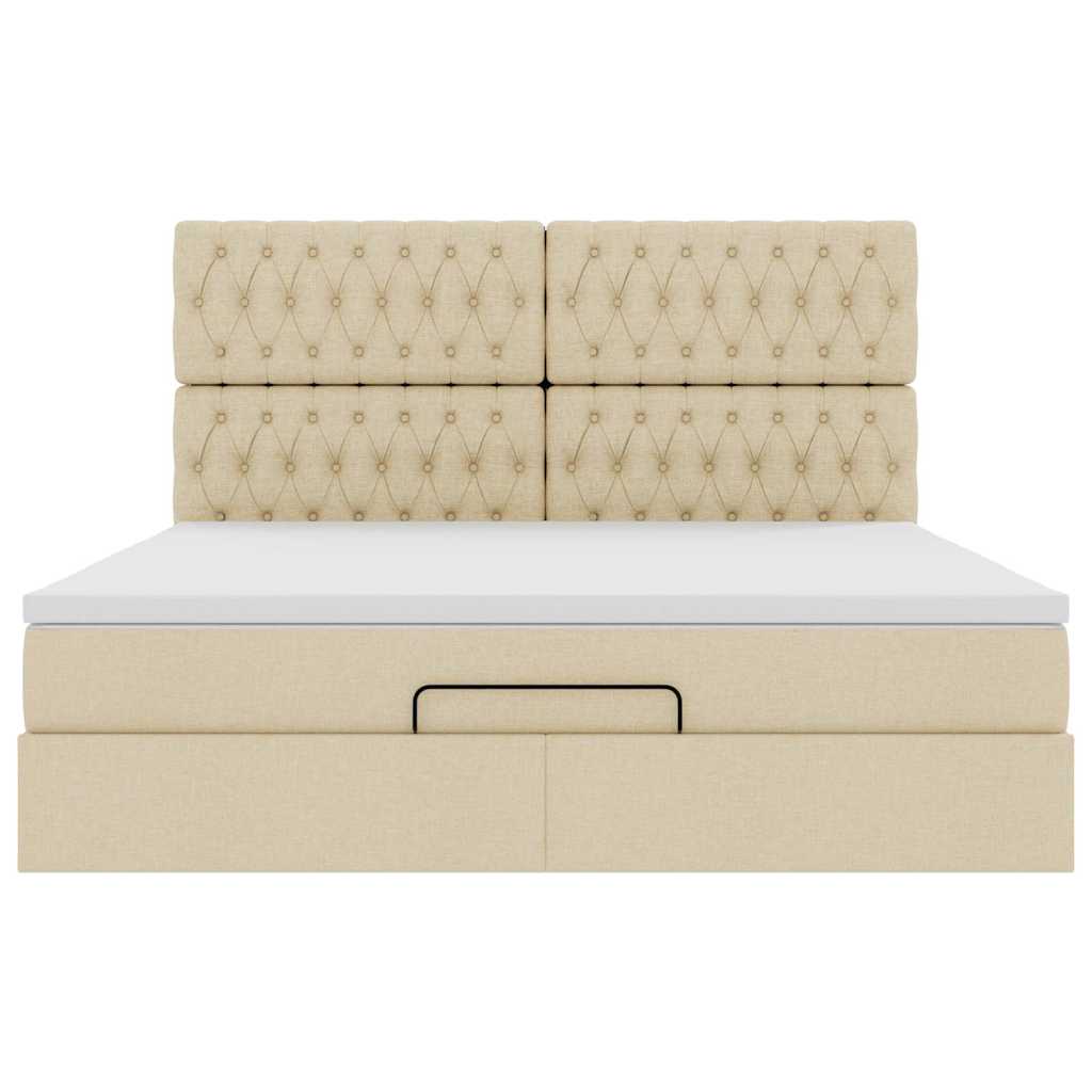Ottoman bed met matras en LED's 180x200cm stof crèmekleurig