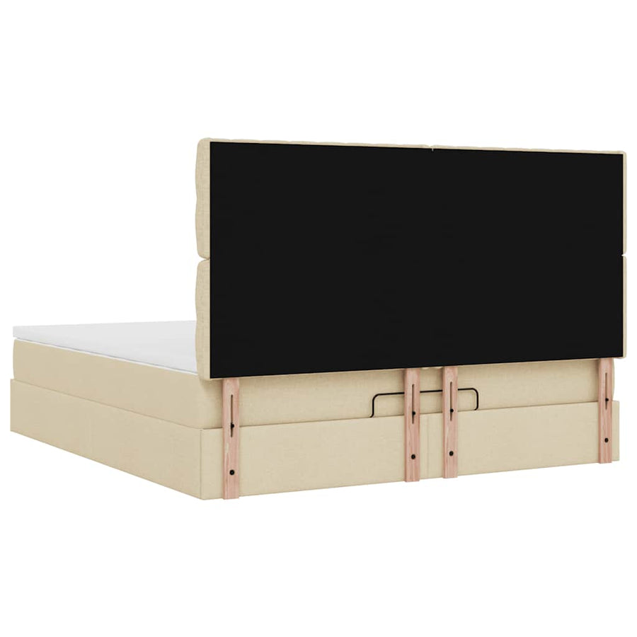 Ottoman bed met matras en LED's 180x200cm stof crèmekleurig