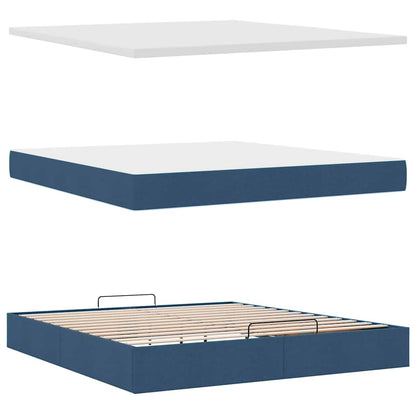 Ottoman bed met matras en LED's 180x200cm stof blauw