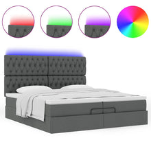 Ottoman bed met matrassen en LED's 200x200cm stof donkergrijs