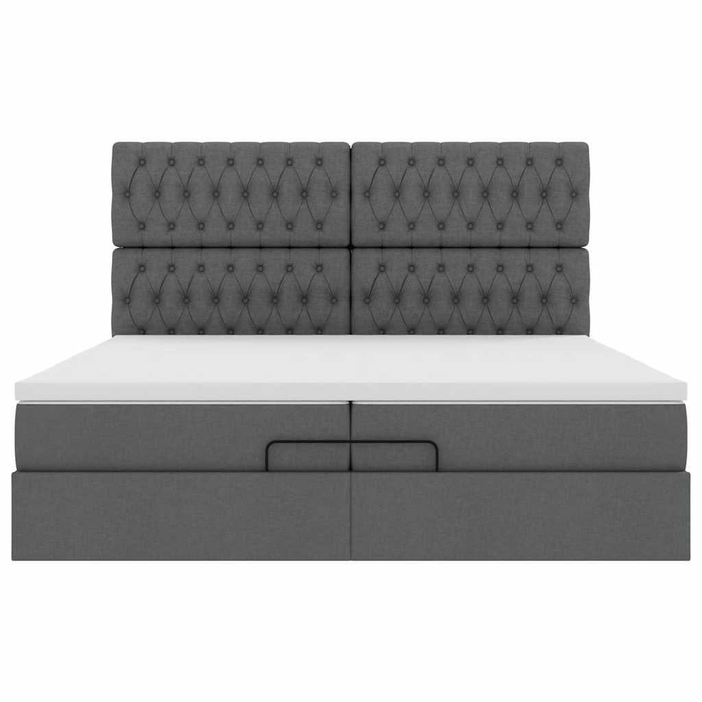Ottoman bed met matrassen en LED's 200x200cm stof donkergrijs