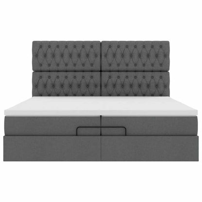 Ottoman bed met matrassen en LED's 200x200cm stof donkergrijs