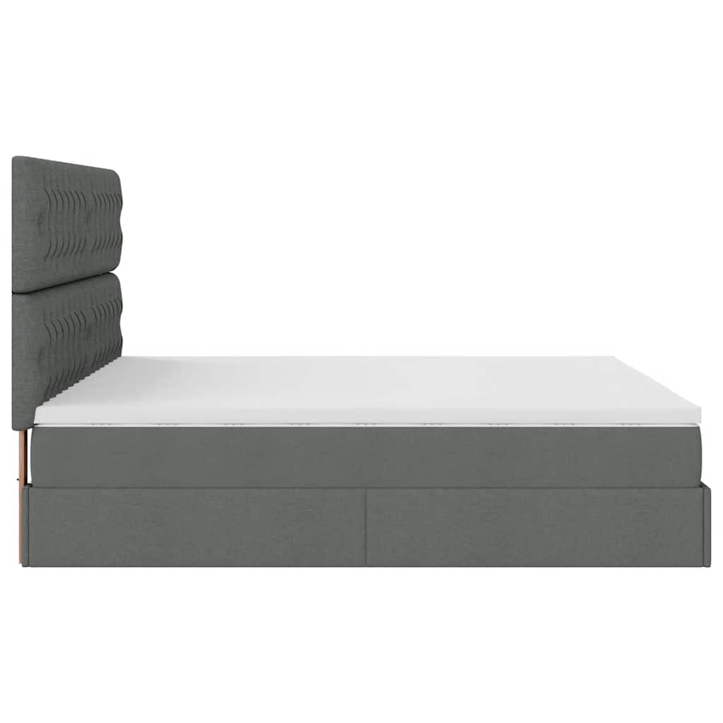 Ottoman bed met matrassen en LED's 200x200cm stof donkergrijs