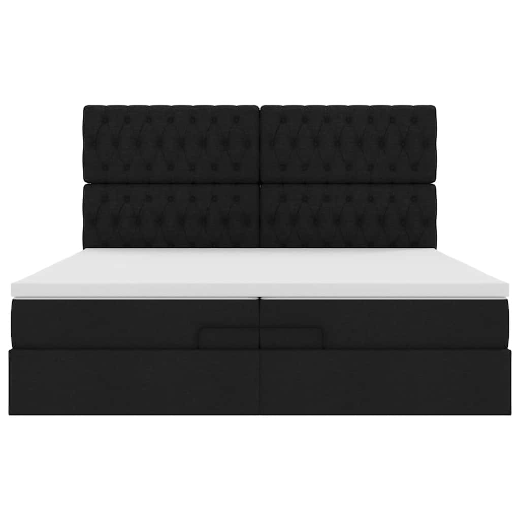 Ottoman bed met matrassen en LED's 200x200cm stof zwart