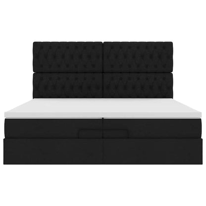 Ottoman bed met matrassen en LED's 200x200cm stof zwart