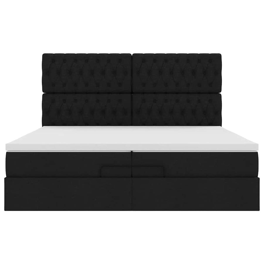 Ottoman bed met matrassen en LED's 200x200cm stof zwart