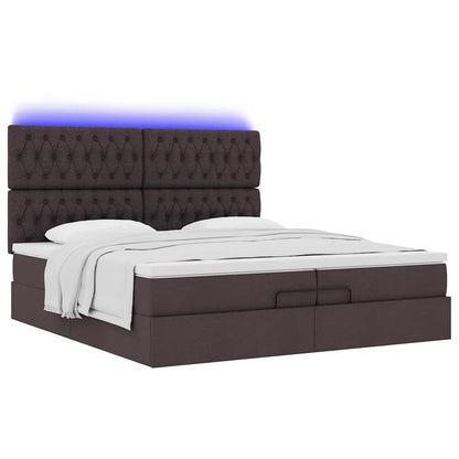 Ottoman bed met matrassen en LED's 200x200cm stof donkerbruin