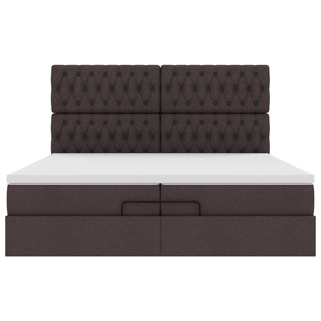 Ottoman bed met matrassen en LED's 200x200cm stof donkerbruin