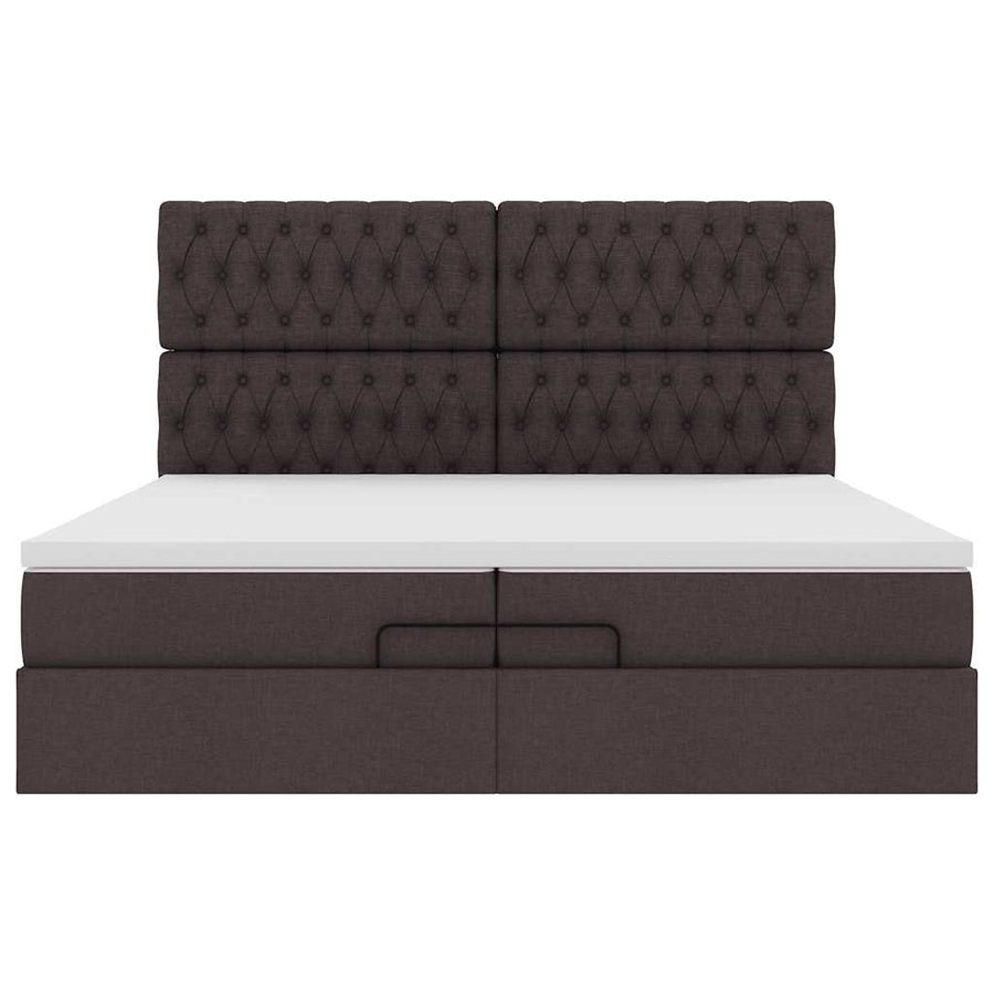 Ottoman bed met matrassen en LED's 200x200cm stof donkerbruin