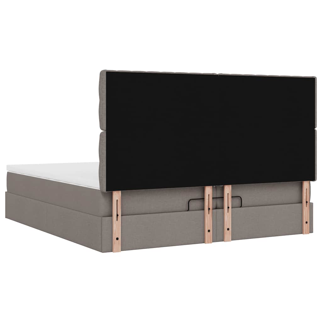 Ottoman bed met matrassen en LED's 200x200cm stof donkerbruin