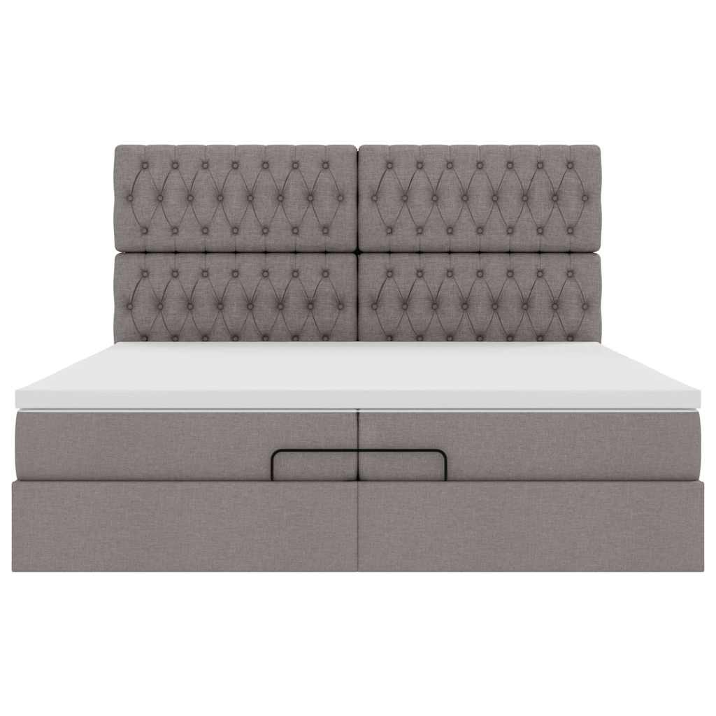 Ottoman bed met matrassen en LED's 200x200cm stof taupe