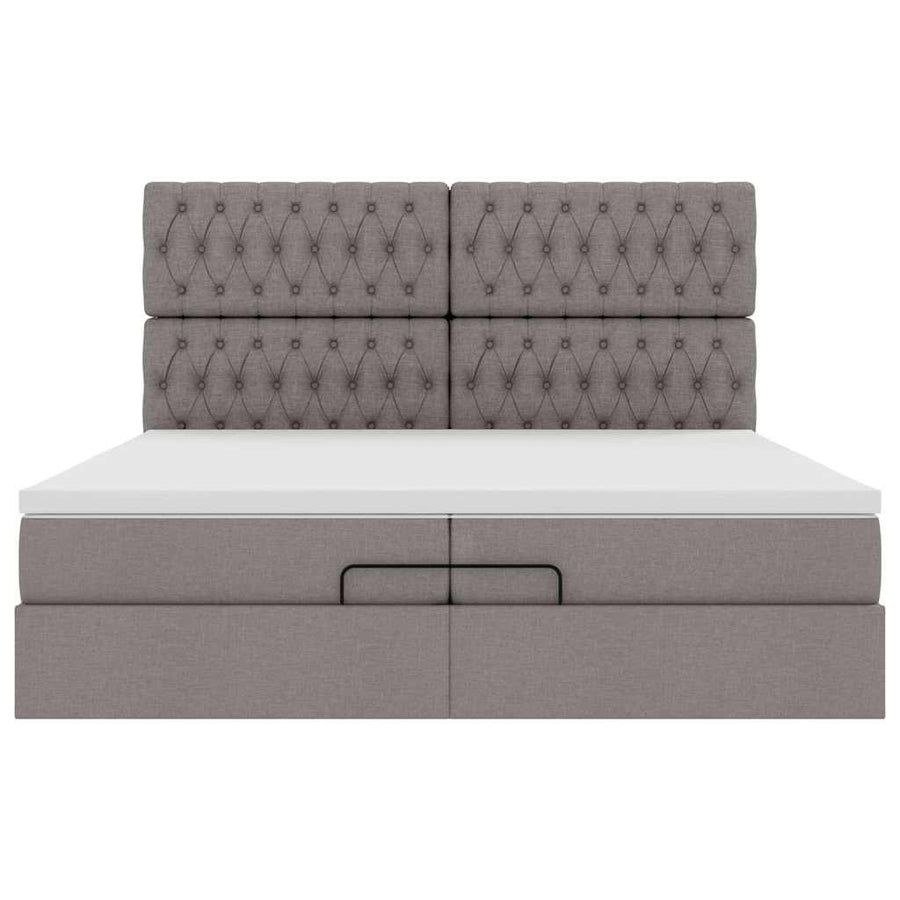 Ottoman bed met matrassen en LED's 200x200cm stof taupe