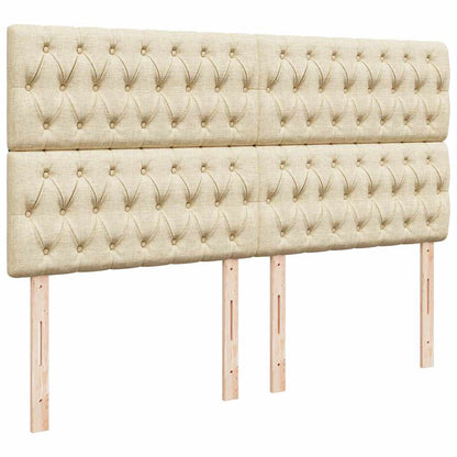 Ottoman bed met matrassen en LED's 200x200cm stof crèmekleurig