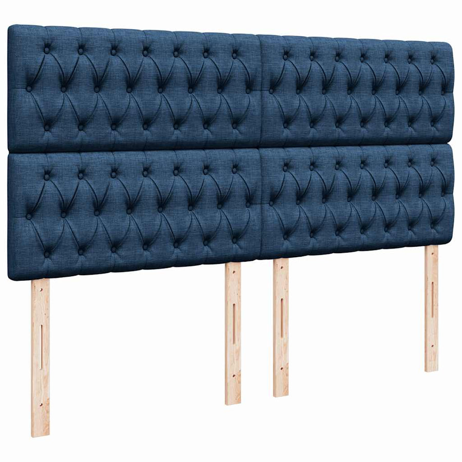 Ottoman bed met matrassen en LED's 200x200cm stof blauw