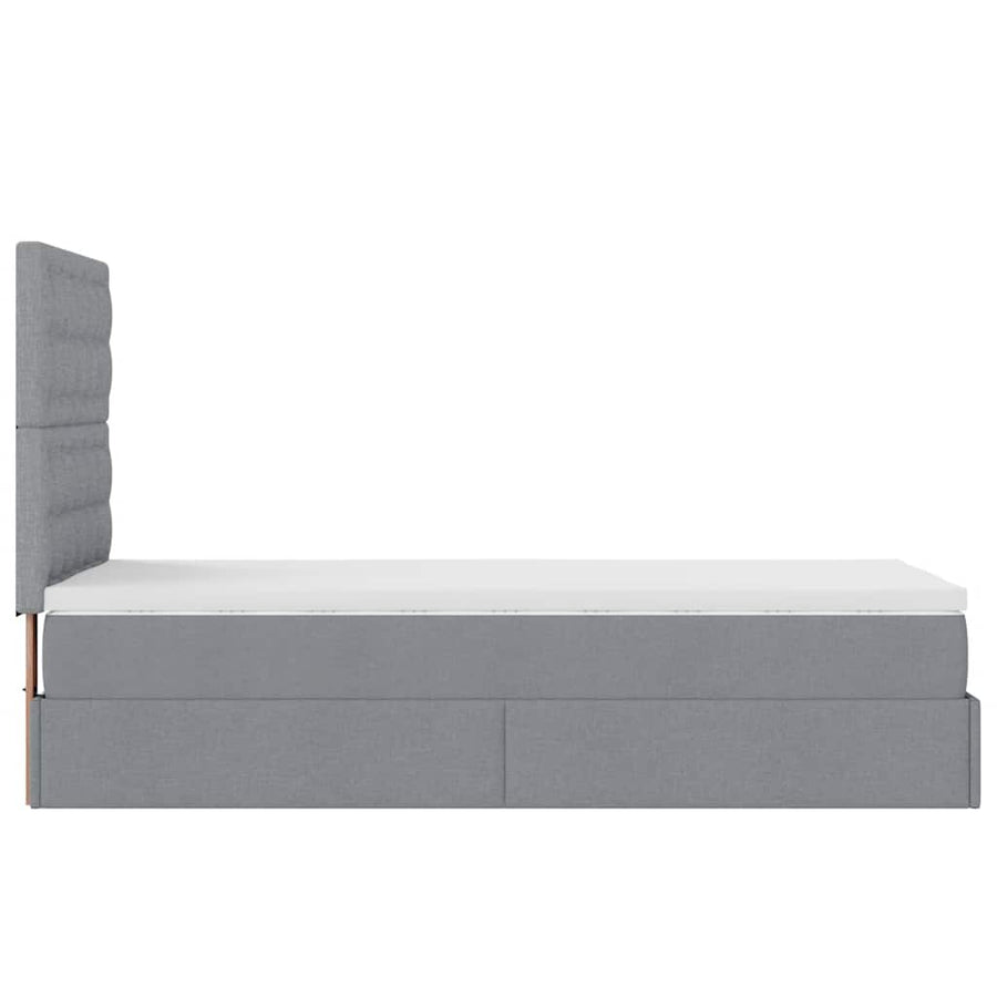 Ottoman bed met matras en LED's 80x200cm stof lichtgrijs