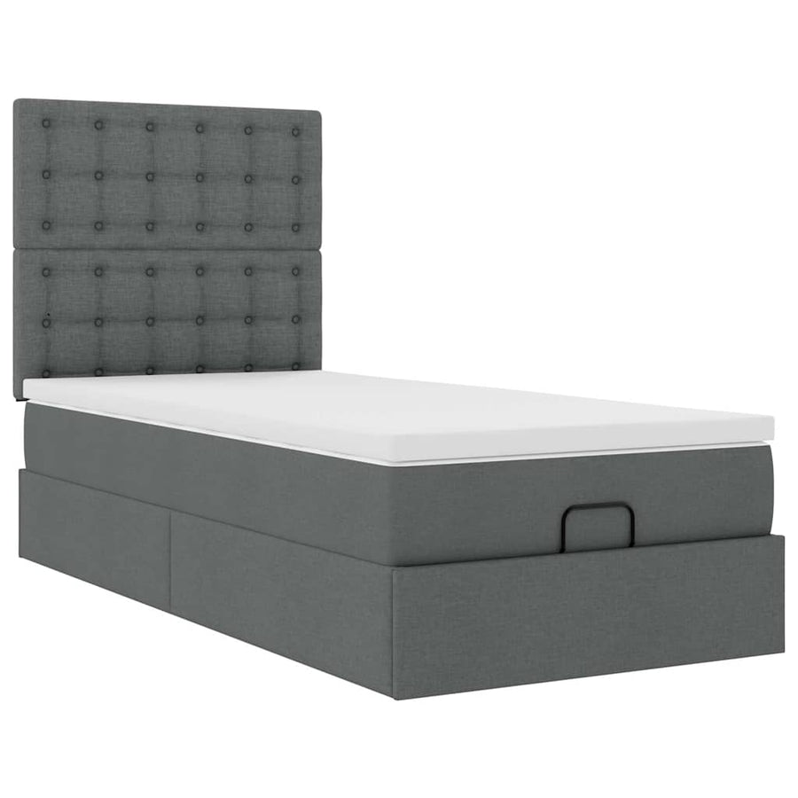 Ottoman bed met matras en LED's 80x200cm stof donkergrijs
