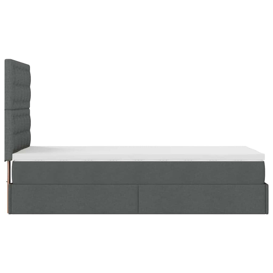 Ottoman bed met matras en LED's 80x200cm stof donkergrijs