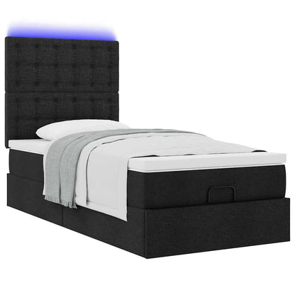 Ottoman bed met matras en LED's 80x200cm stof zwart