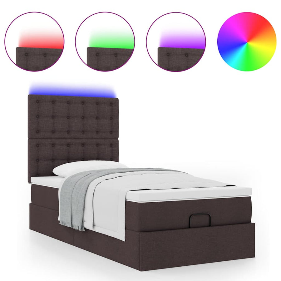 Ottoman bed met matras en LED's 80x200cm stof donkerbruin