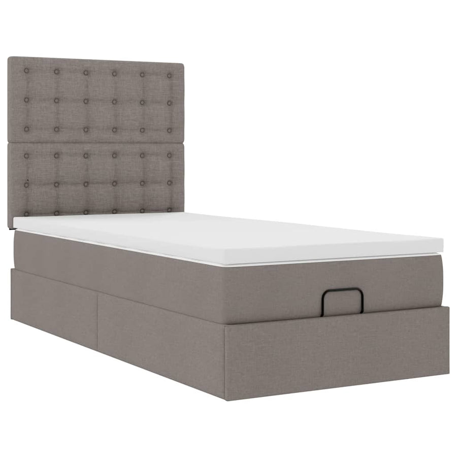 Ottoman bed met matras en LED's 80x200cm stof taupe