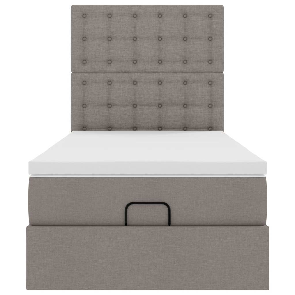 Ottoman bed met matras en LED's 80x200cm stof taupe
