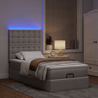 Ottoman bed with mattress and LEDs 80x200cm fabric taupe