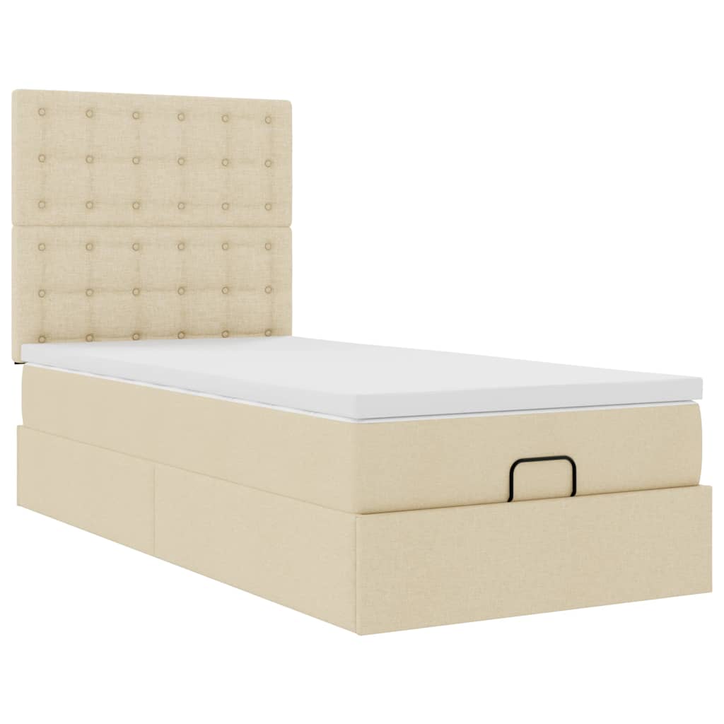 Ottoman bed met matras en LED's 80x200cm stof crèmekleurig
