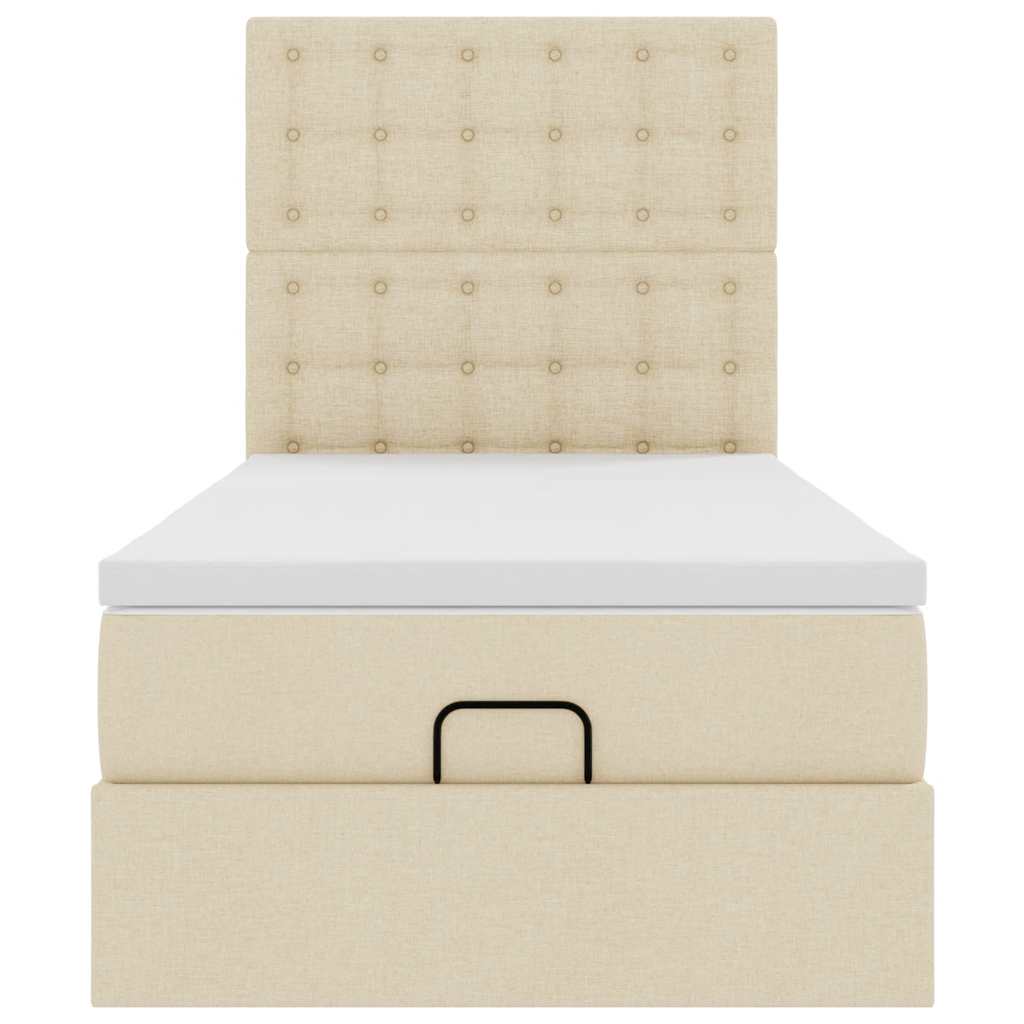 Ottoman bed met matras en LED's 80x200cm stof crèmekleurig