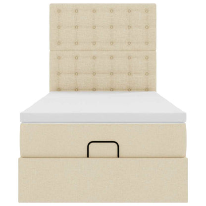 Ottoman bed met matras en LED's 80x200cm stof crèmekleurig