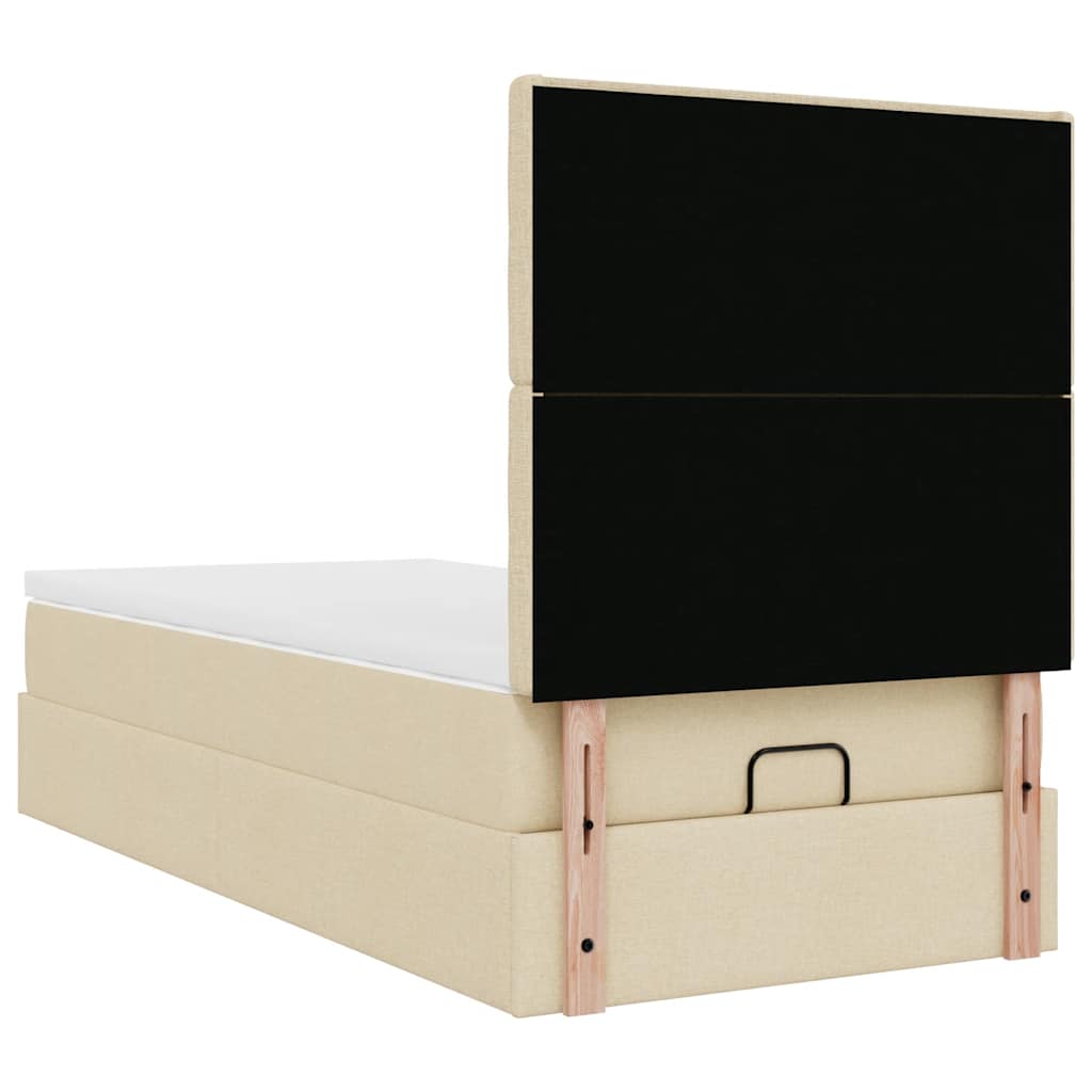 Ottoman bed met matras en LED's 80x200cm stof crèmekleurig