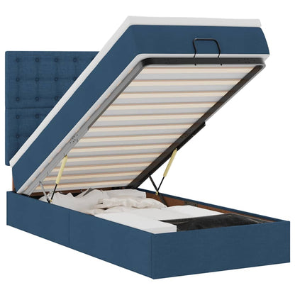 Ottoman bed met matras en LED's 80x200cm stof blauw