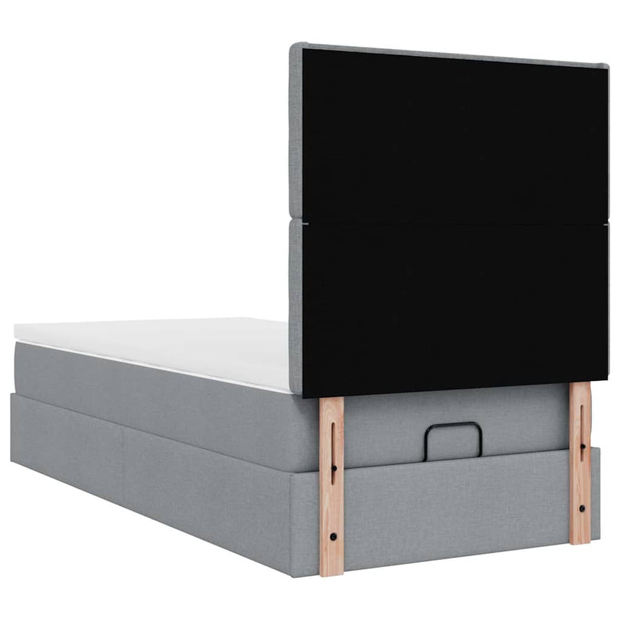 Ottoman bed met matras en LED's 90x190cm stof lichtgrijs