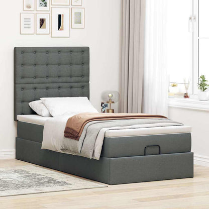 Ottoman bed met matras en LED's 90x190cm stof donkergrijs