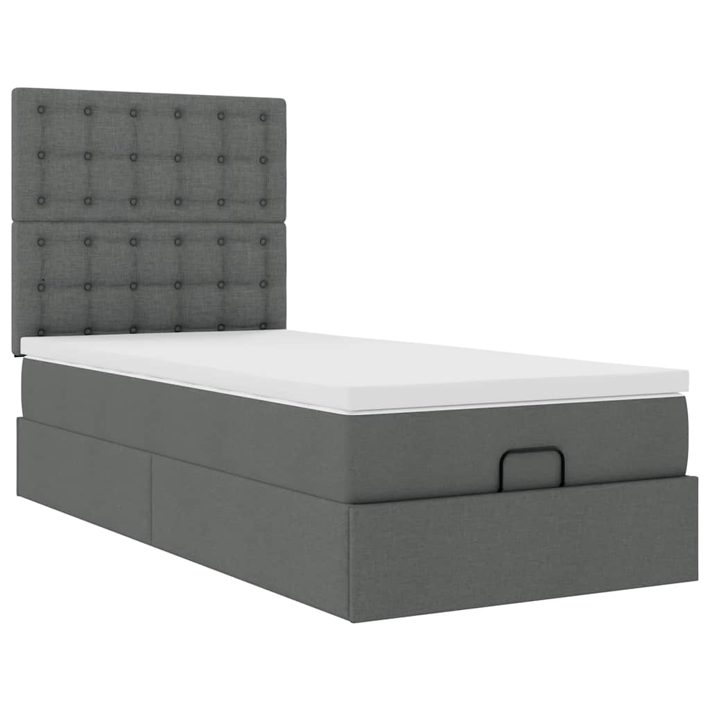 Ottoman bed met matras en LED's 90x190cm stof donkergrijs