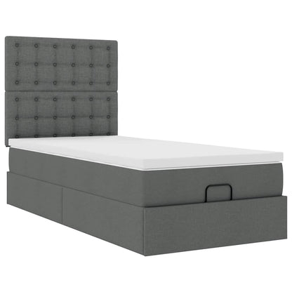Ottoman bed met matras en LED's 90x190cm stof donkergrijs