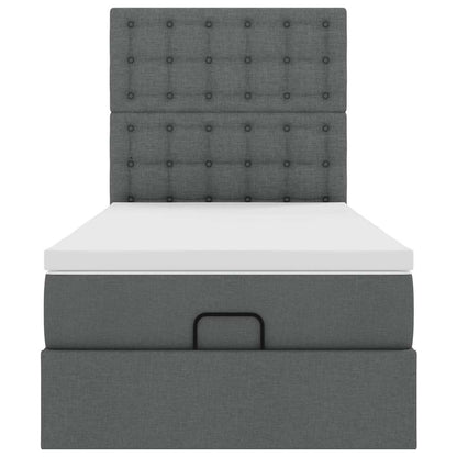 Ottoman bed met matras en LED's 90x190cm stof donkergrijs