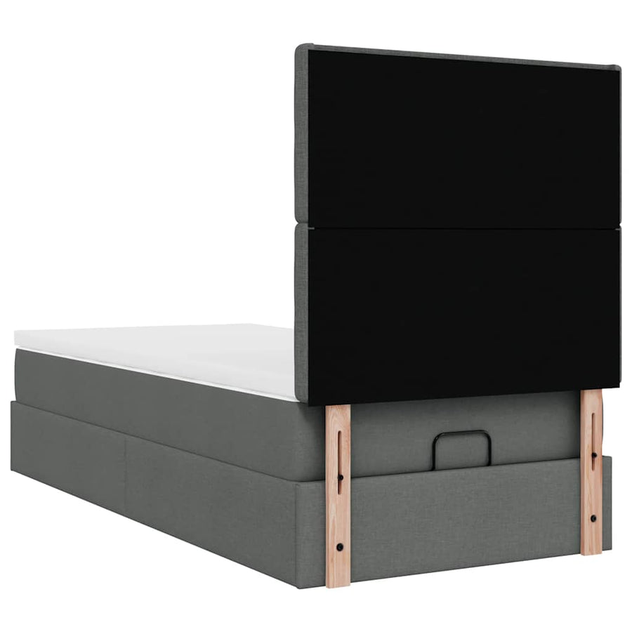 Ottoman bed met matras en LED's 90x190cm stof donkergrijs