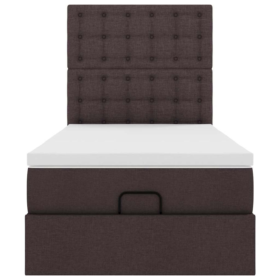 Ottoman bed met matras en LED's 90x190cm stof donkerbruin