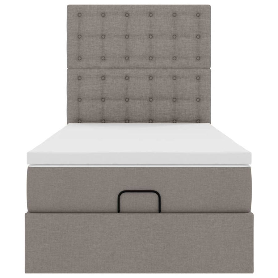 Ottoman bed met matras en LED's 90x190cm stof taupe