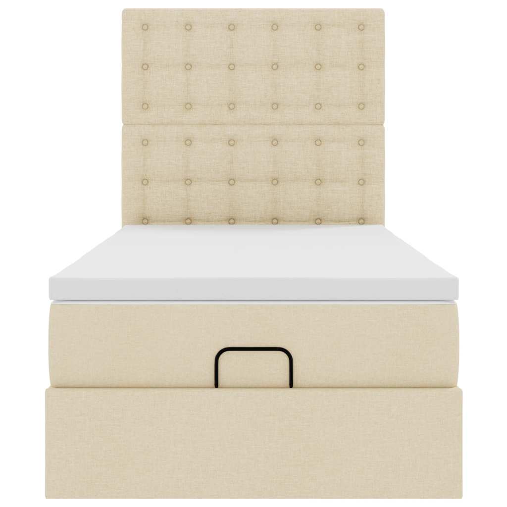 Ottoman bed met matras en LED's 90x190cm stof crèmekleurig