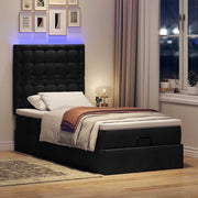 Ottomaans bed 90x200cm met matras en LED zwart