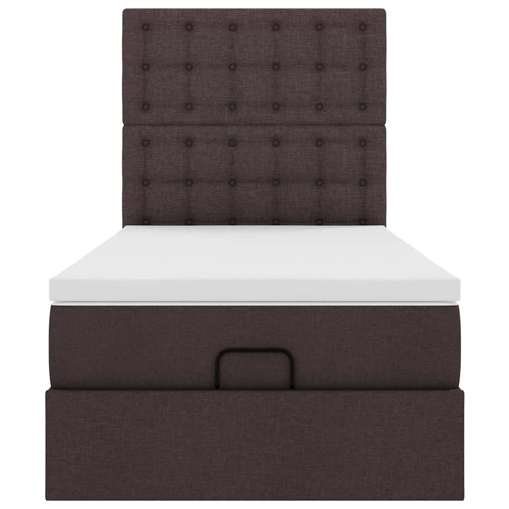 Ottoman bed met matras en LED's 90x200cm stof donkerbruin