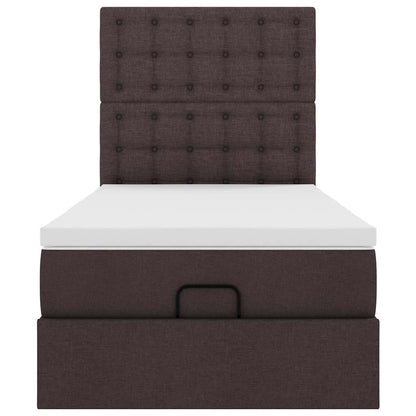Ottoman bed met matras en LED's 90x200cm stof donkerbruin